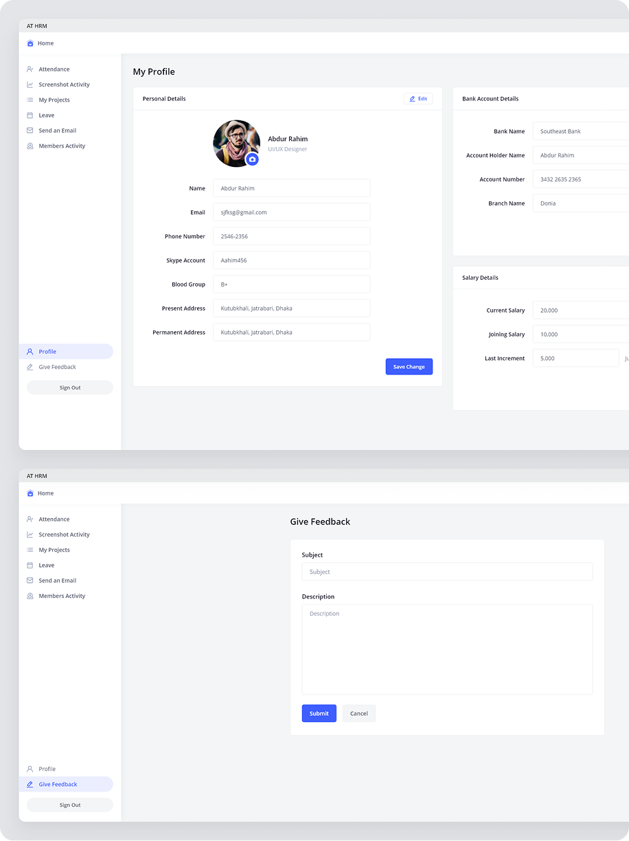 HRM General Member dashboard screenshot 5